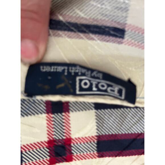 Vintage Polo by Ralph Lauren Blue & Red Plaid 100% Silk Square Scarf Set of 2 - Picture 5 of 11